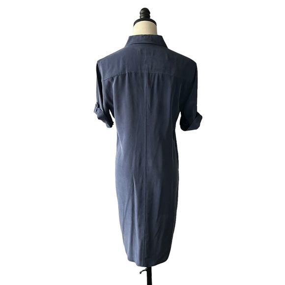 Equipment Short Sleeve Slim Signature Silk Dress in Navy | SMALL - Picture 6 of 11
